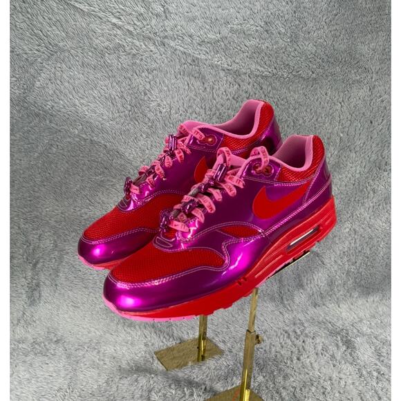 Nike Air Max 1 Premium Men's Sneakers Pink Red Size 13 Valentine's Rare - Picture 1 of 9